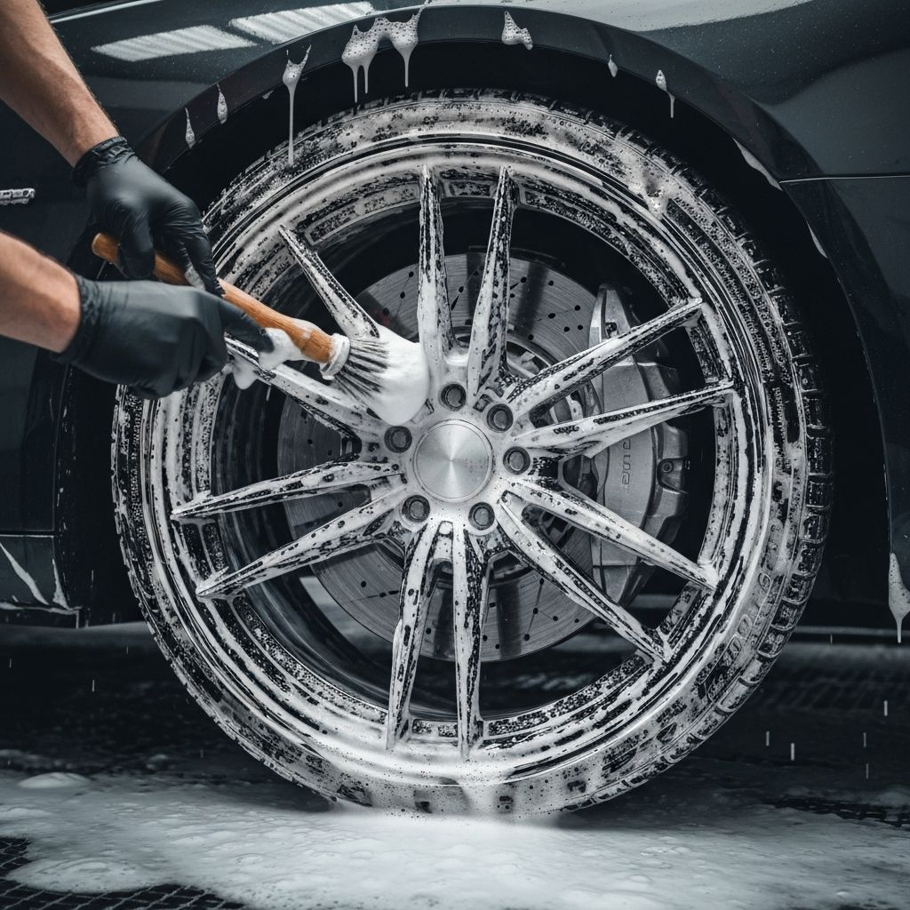 Professional wheel detailing with foam